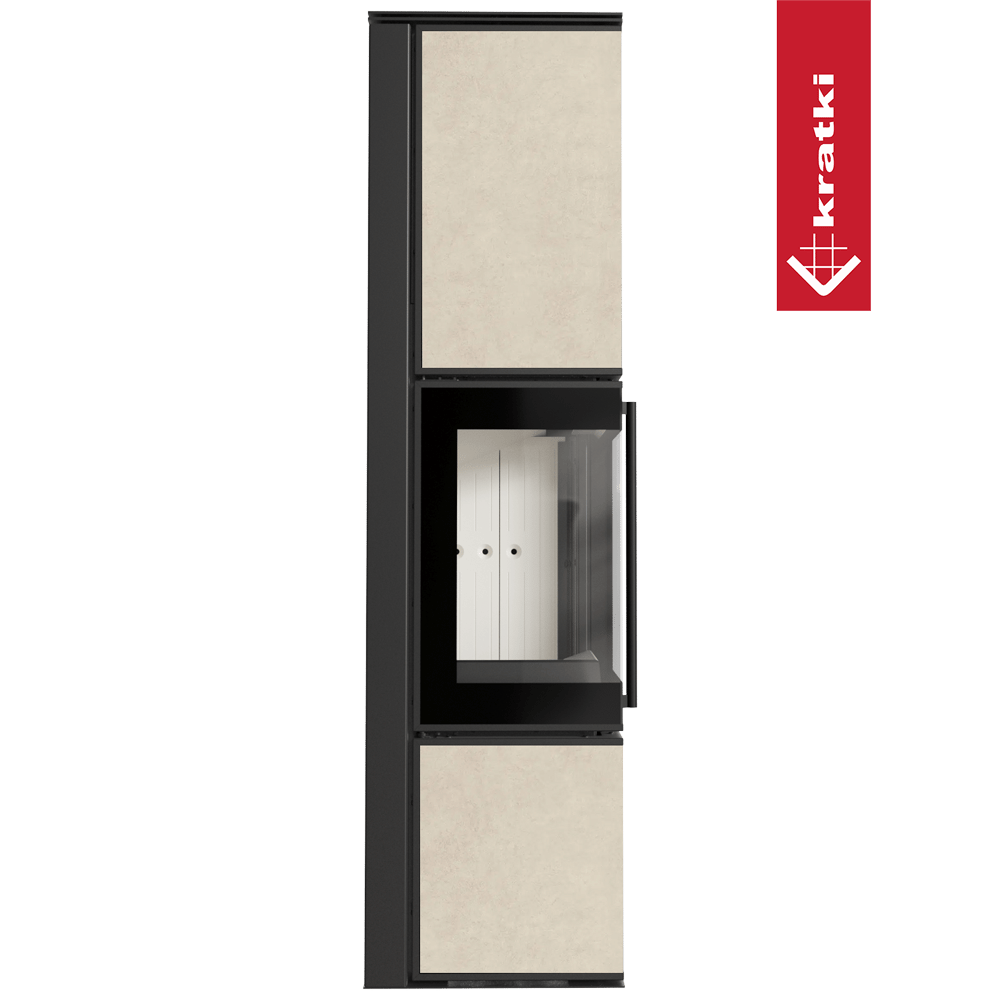 Kaminofen aus Stahl KRATKI TORA/L 8 kW Ø 150 Quarzsinter FOKOS SALE mit Türfeder