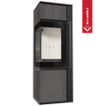 Kaminofen aus Stahl TORA/S 8 kW Ø 150 Quarzsinter NATURALI PIETRA DI SAVOIA ANTRANCITE BOCCIARDATA