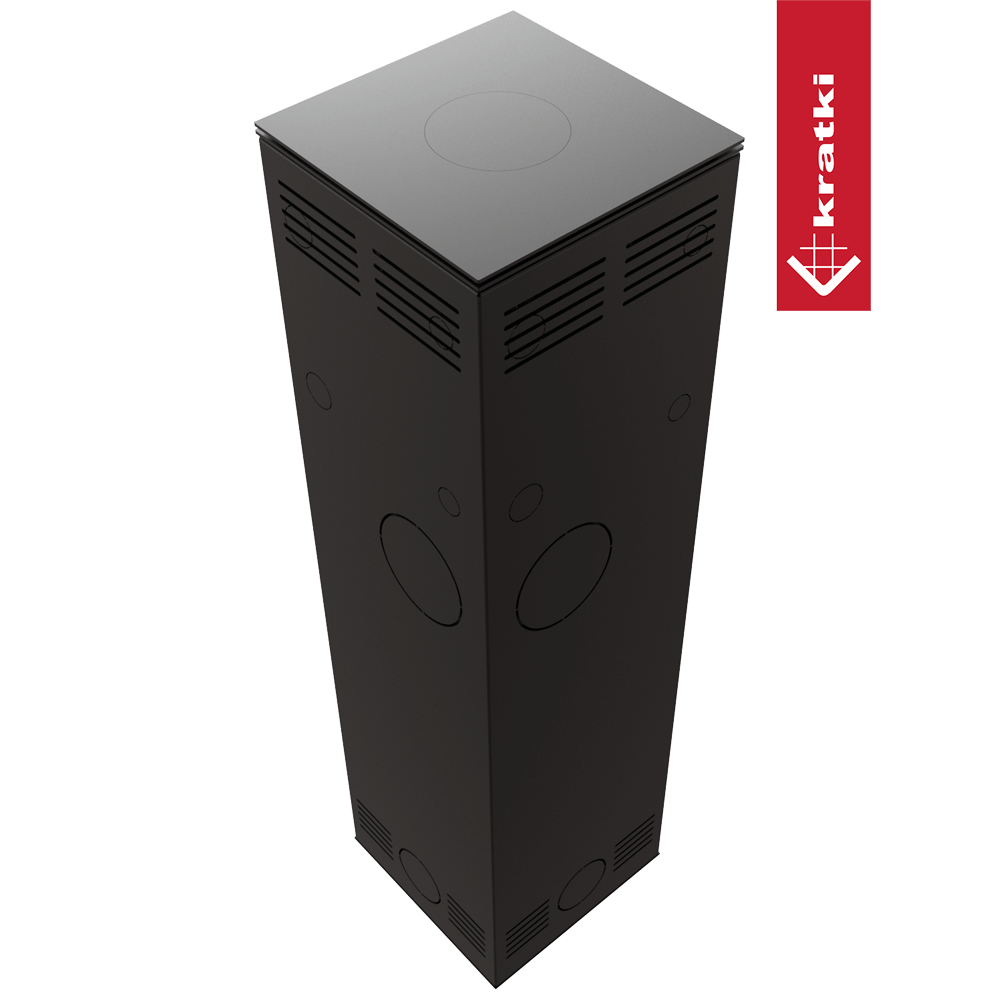 Kaminofen aus Stahl KRATKI TORA/L 8 kW Ø 150 Quarzsinter NATURALI PIETRA DI SAVOIA ANTRANCITE BOCCIARDATA