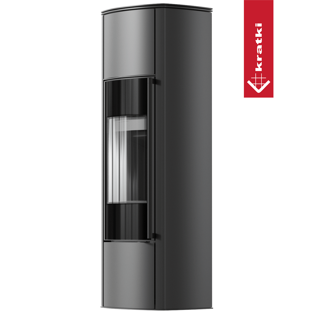 Freistehender Stahlofen KRATKI AB KRATKI ENYO R Hoch 5,5 kW Ø 100/150 schwarz Verkleidung