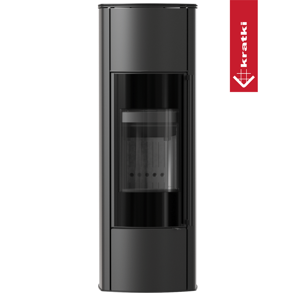Freistehender Stahlofen KRATKI AB KRATKI ENYO R Hoch 5,5 kW Ø 100/150 schwarz Verkleidung