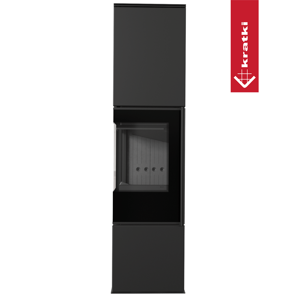 Kaminofen aus Stahl KRATKI REN/L links Ø 150 7 kW schwarz Verkleidung