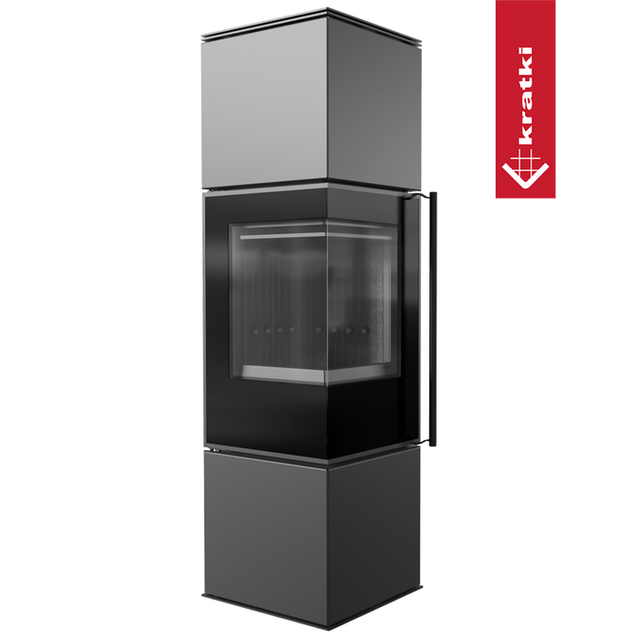 Kaminofen aus Stahl KRATKI REN/M links Ø 150 7 kW schwarz Verkleidung