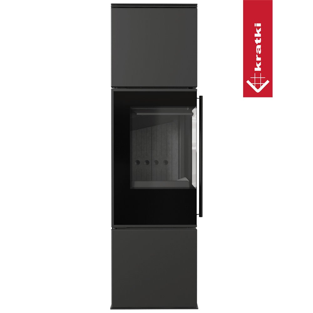 Kaminofen aus Stahl KRATKI REN/M links Ø 150 7 kW schwarz Verkleidung