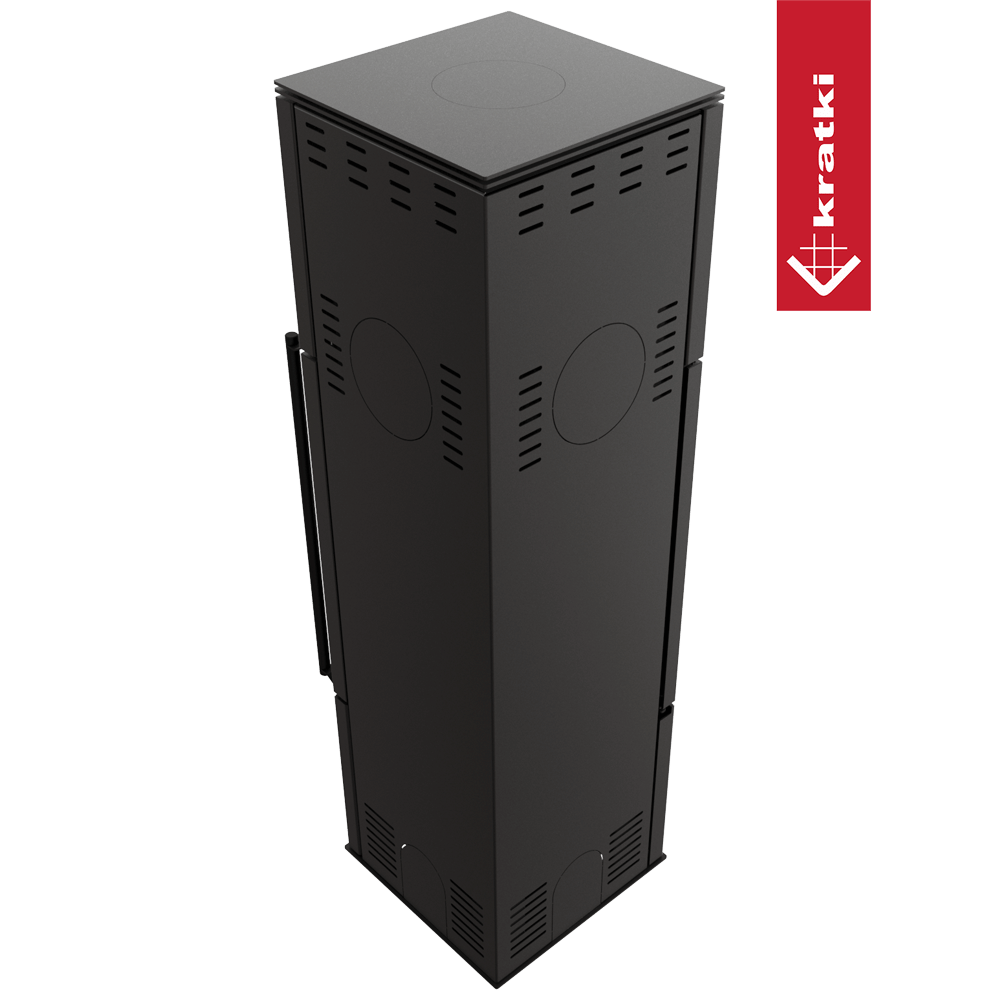 Kaminofen aus Stahl KRATKI REN/M links Ø 150 7 kW schwarz Verkleidung