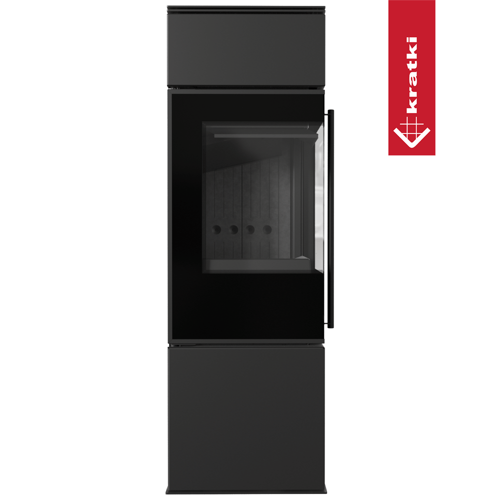 Kaminofen aus Stahl KRATKI REN/S links Ø 150 7 kW schwarz Verkleidung