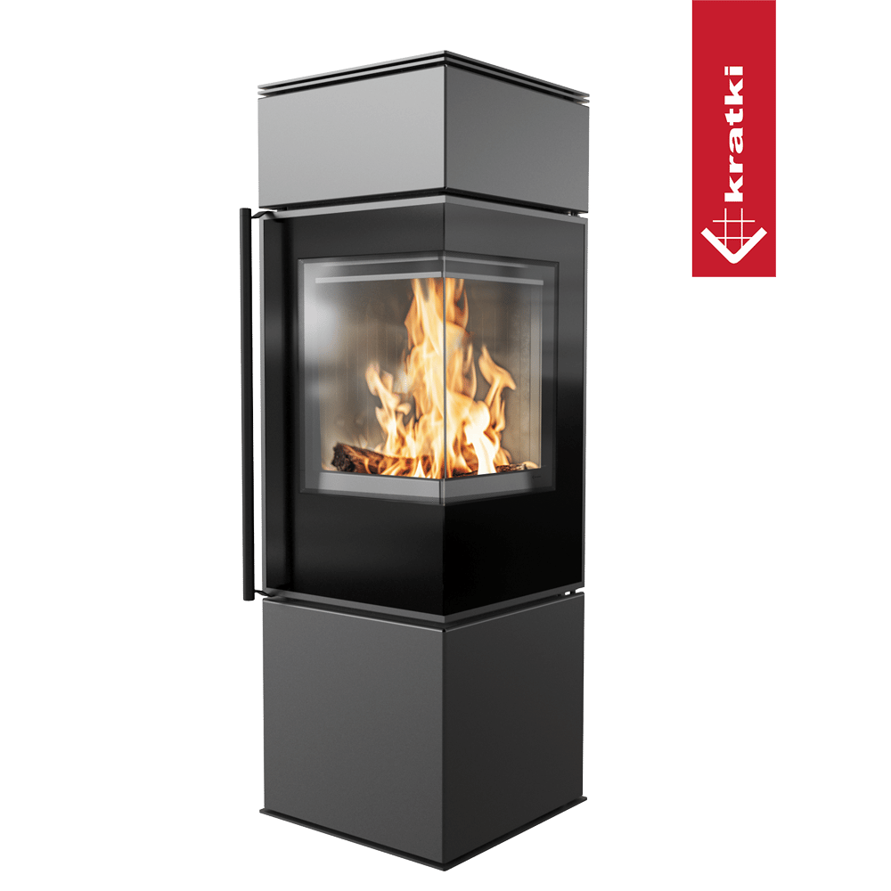 Kaminofen aus Stahl KRATKI REN/S rechts Ø 150 7 kW schwarz Verkleidung