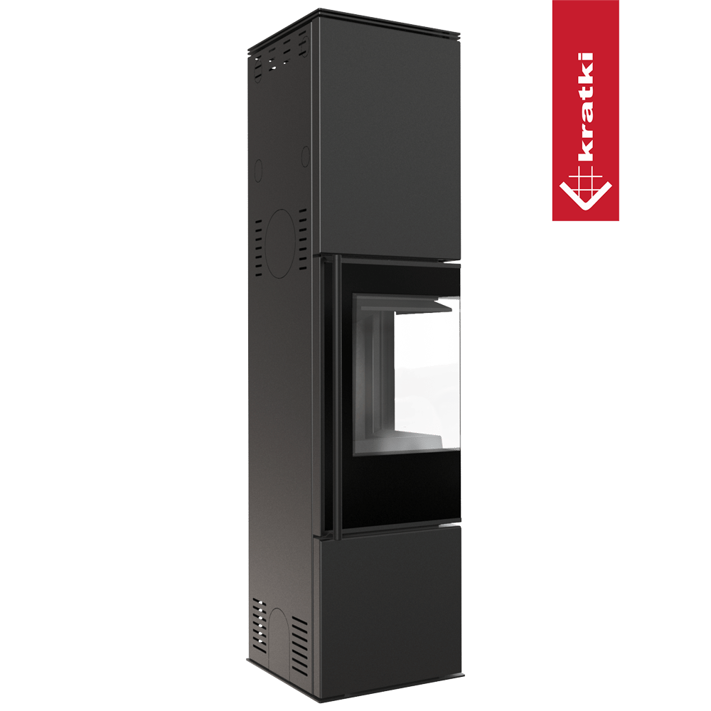 Kaminofen aus Stahl KRATKI REN/L rechts Ø 150 7 kW schwarz Verkleidung
