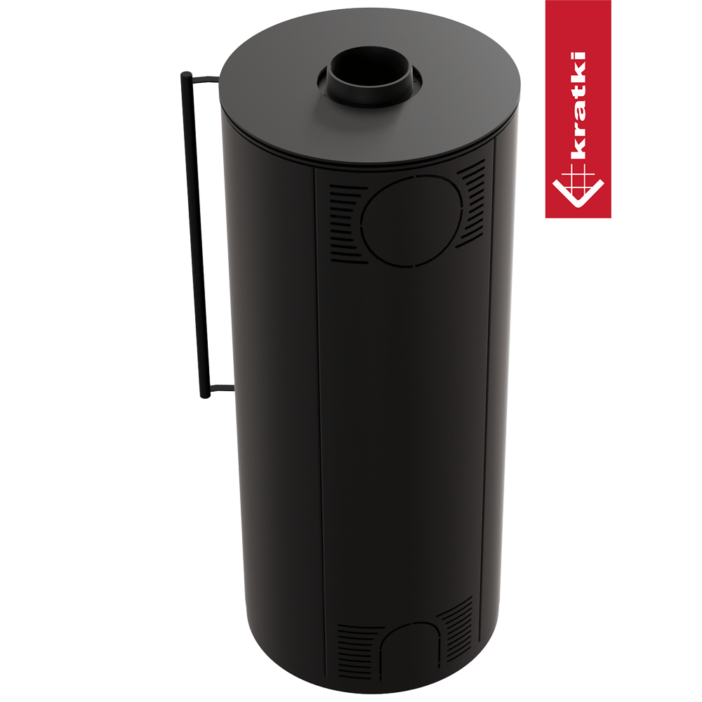 Kaminofen aus Stahl KRATKI SVEN Ø 150 7 kW schwarz Verkleidung mit Türfeder