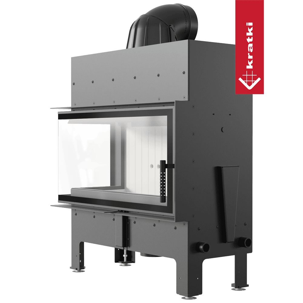 Kamineinsatz aus Stahl KRATKI FLOKI L links 12 kW Ø 200
