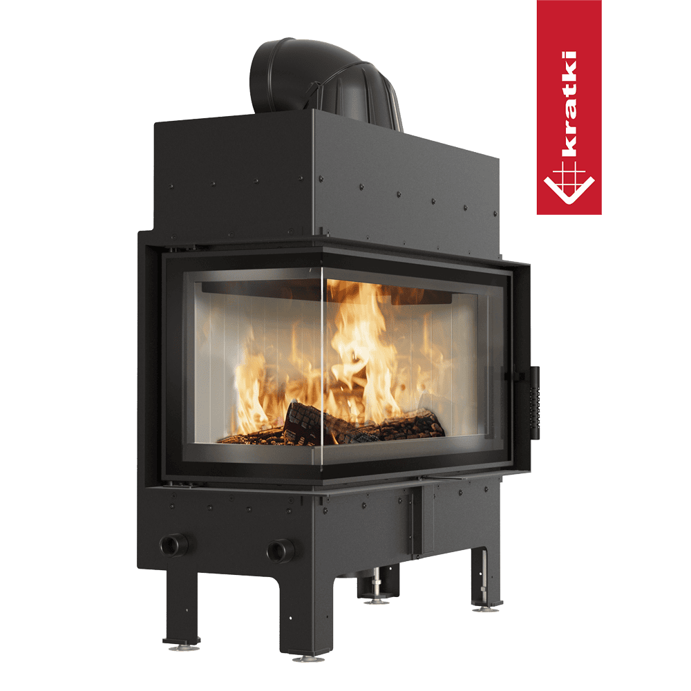 Kamineinsatz aus Stahl KRATKI FLOKI L links 12 kW Ø 200
