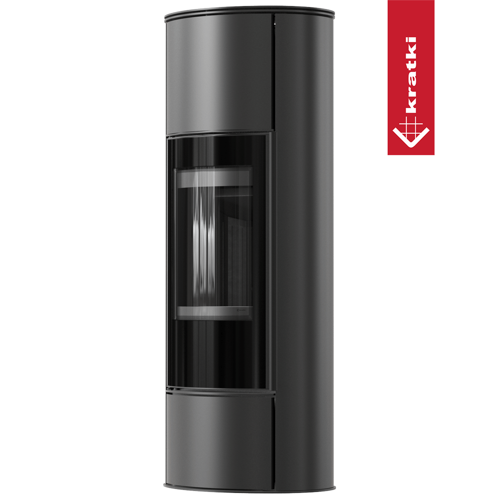 Kaminofen aus Stahl KRATKI ERIK Hoch Ø 150 5,5 kW schwarz Verkleidung