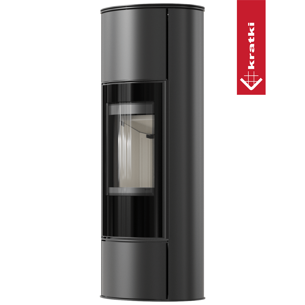 Kaminofen aus Stahl KRATKI ERIK Hoch Ø 150 5,5 kW mit Türfeder