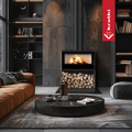 Kaminofen aus Stahl KRATKI KARI 95 Ø 180 14 kW Platz für Holz mit Türfeder