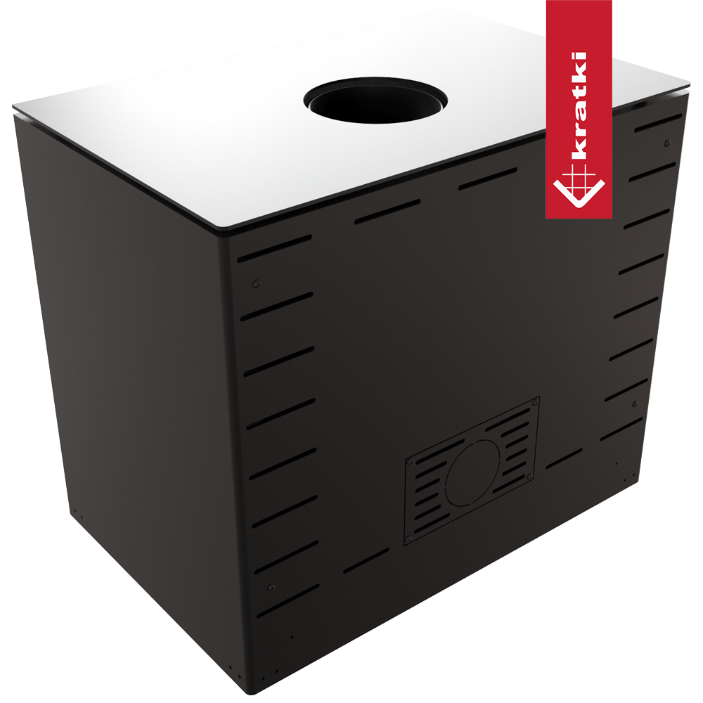 Kaminofen aus Stahl KRATKI KARI 80 Ø 180 12 kW schwarz Verkleidung mit Türfeder