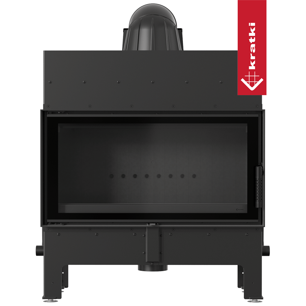 Kamineinsatz aus Stahl KRATKI FLOKI L 12 kW Ø 200 schwarz Verkleidung