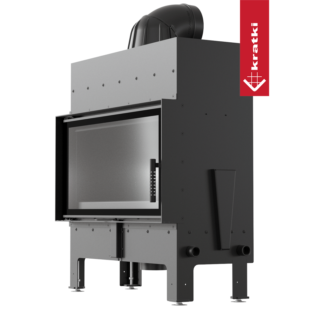 Kamineinsatz aus Stahl KRATKI FLOKI L 12 kW Ø 200 schwarz Verkleidung