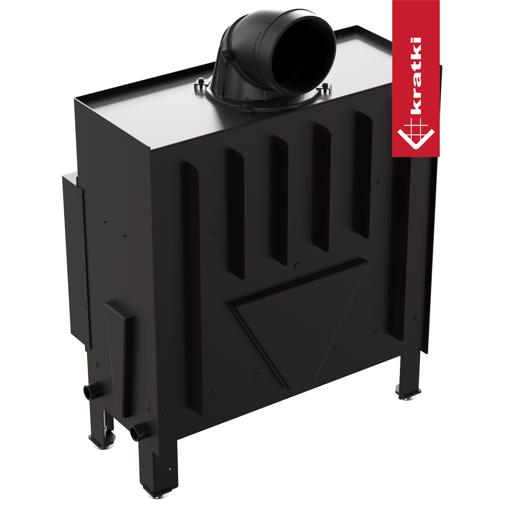 Kamineinsatz aus Stahl KRATKI FLOKI L 12 kW Ø 200 schwarz Verkleidung