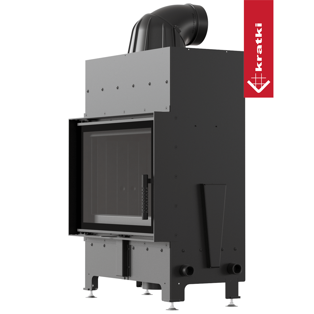 Luftkamin FLOKI S einfach 8 kW Ø 160 mit schwarzem Thermotec und Schließmechanismus