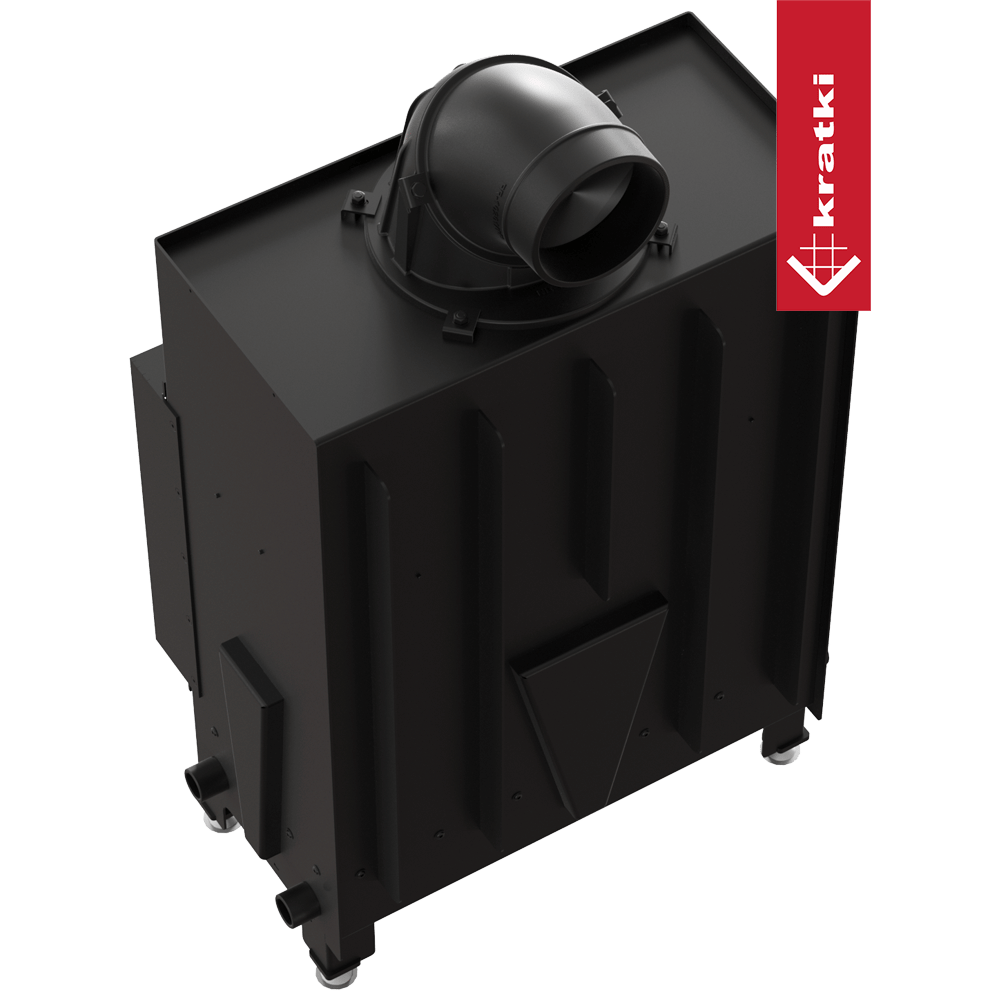 Luftkamin FLOKI S einfach 8 kW Ø 160 mit schwarzem Thermotec und Schließmechanismus