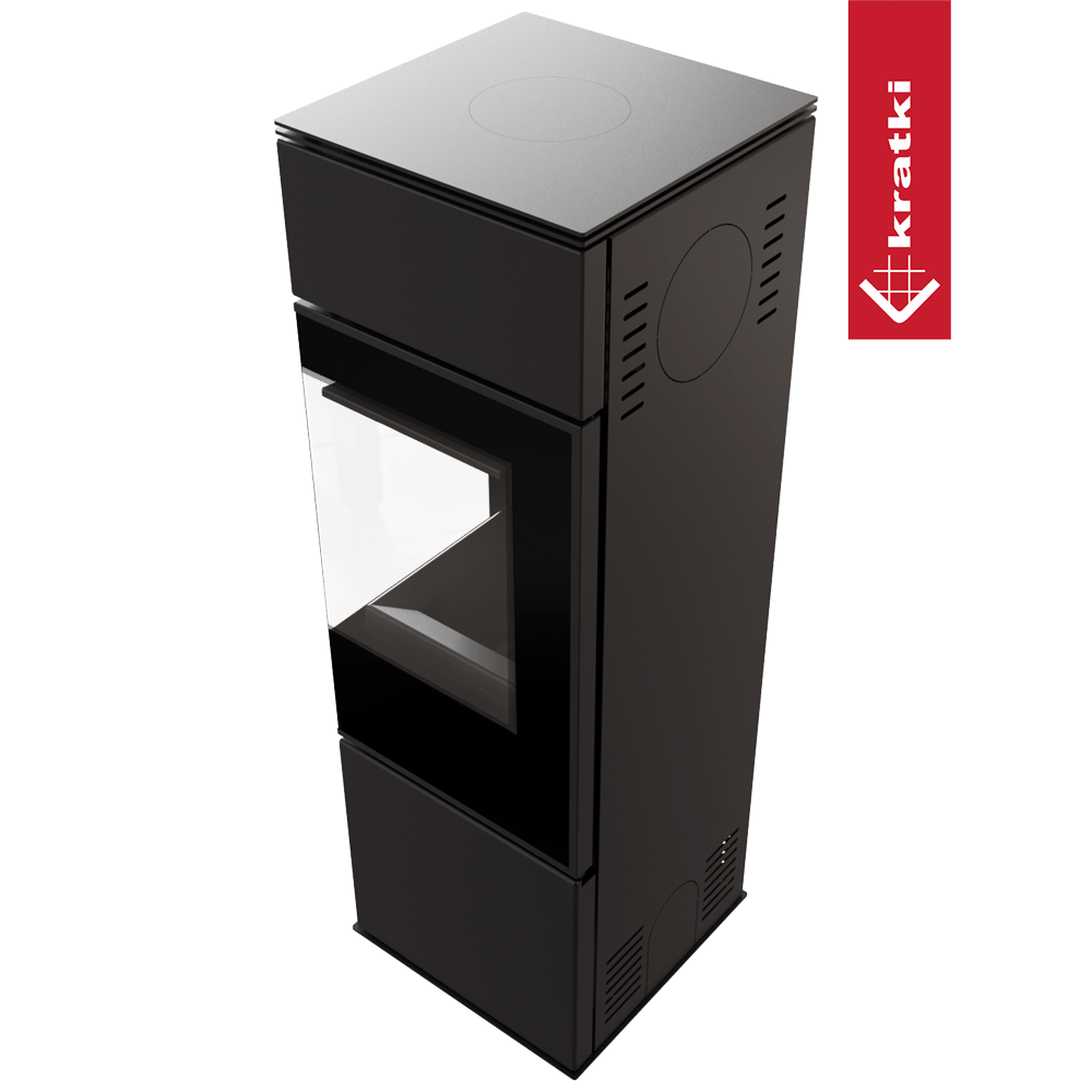 Kaminofen aus Stahl KRATKI REN/S rechts Ø 150 7 kW schwarz Verkleidung mit Türfeder
