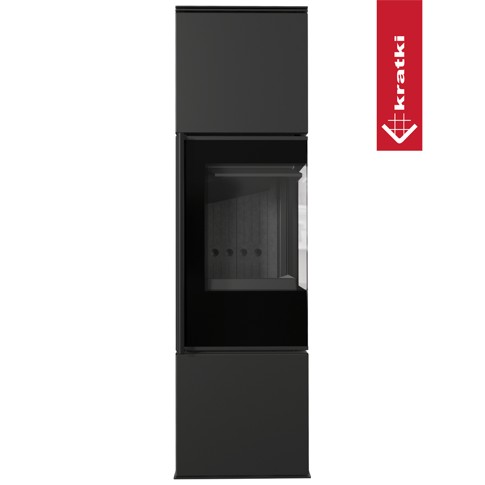 Kaminofen aus Stahl KRATKI REN/M rechts Ø 150 7 kW schwarz Verkleidung mit Türfeder