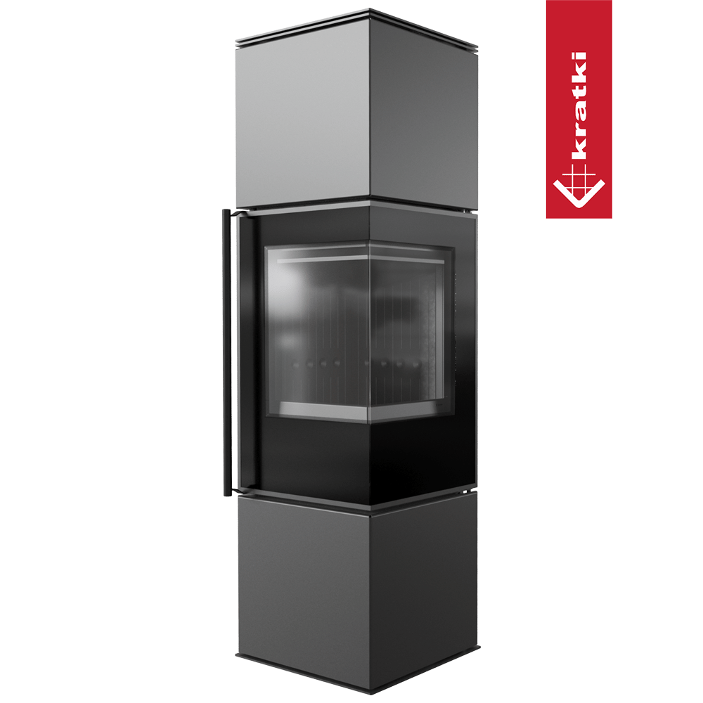 Kaminofen aus Stahl KRATKI REN/M rechts Ø 150 7 kW schwarz Verkleidung mit Türfeder