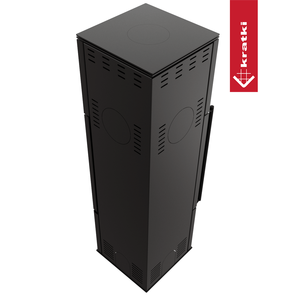 Kaminofen aus Stahl KRATKI REN/M rechts Ø 150 7 kW schwarz Verkleidung mit Türfeder
