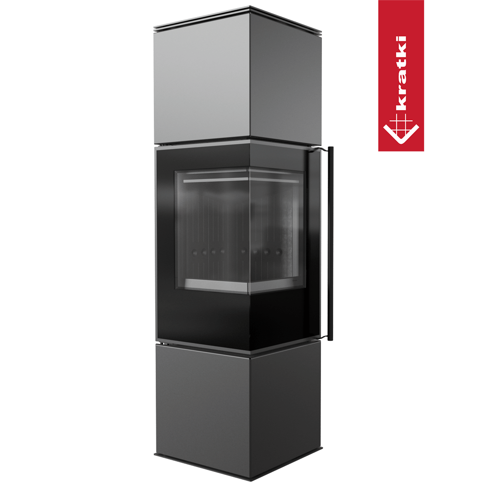 Kaminofen aus Stahl KRATKI REN/M links Ø 150 7 kW schwarz Verkleidung mit Türfeder