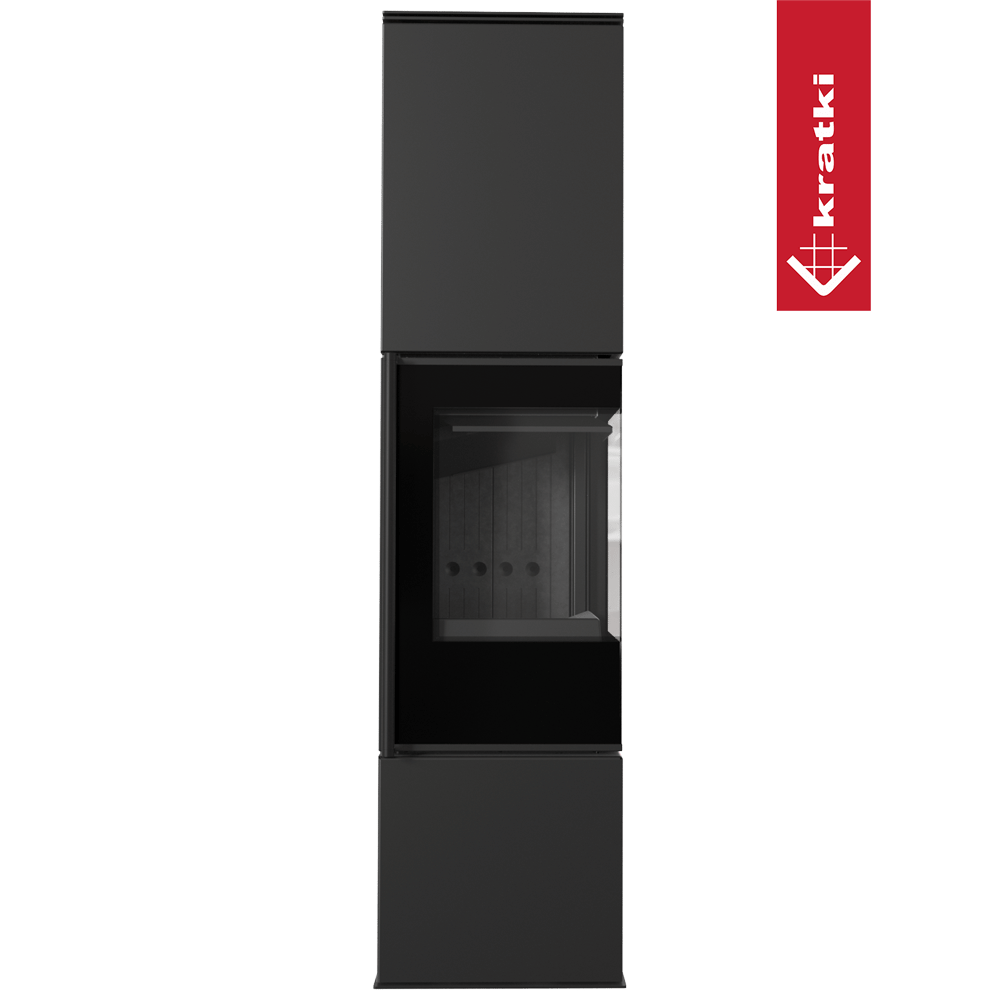 Kaminofen aus Stahl KRATKI REN/L rechts Ø 150 7 kW schwarz Verkleidung mit Türfeder