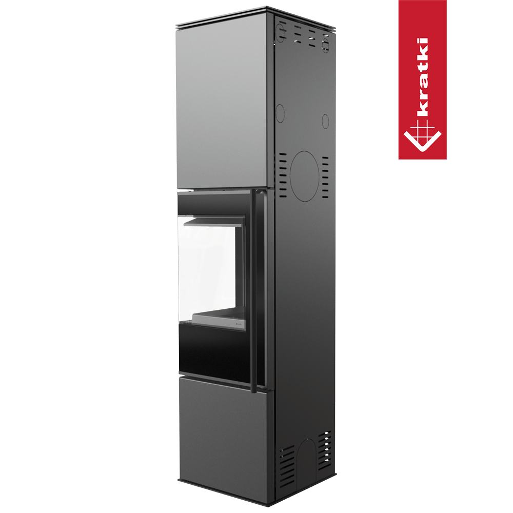 Kaminofen aus Stahl KRATKI REN/L links Ø 150 7 kW schwarz Verkleidung mit Türfeder