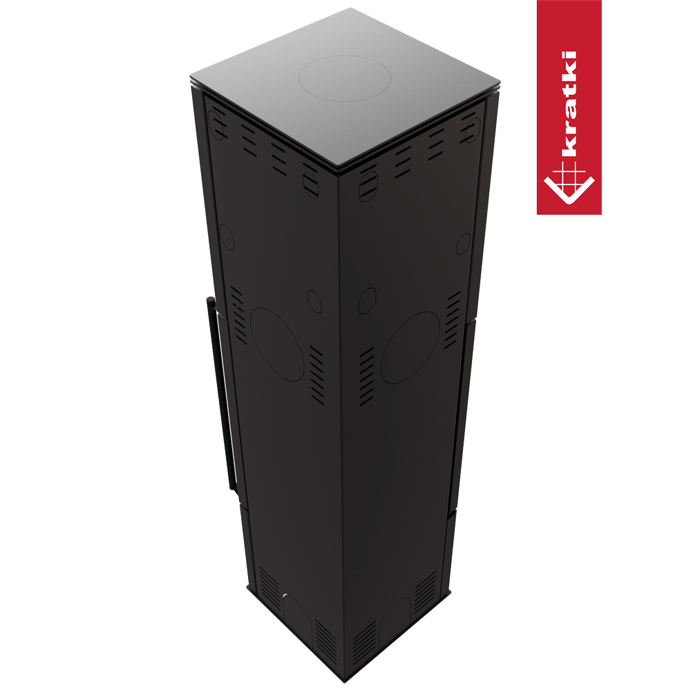 Kaminofen aus Stahl KRATKI REN/L links Ø 150 7 kW schwarz Verkleidung mit Türfeder