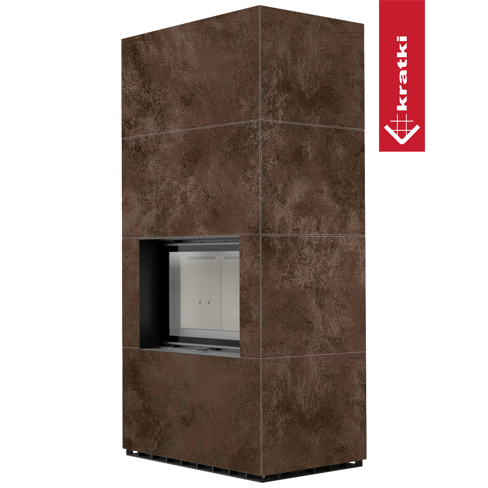 Kaminbausatz KRATKI FLOKI BOX 8 kW Ø 160 Quarzsinter OXIDE MORO mit Türfeder