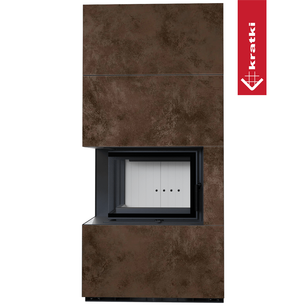 Kaminbausatz KRATKI FLOKI BOX links 8 kW Ø 160 Quarzsinter OXIDE MORO mit Türfeder