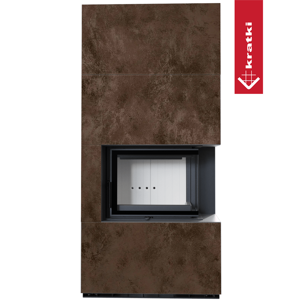 Kaminbausatz KRATKI FLOKI BOX rechts 8 kW Ø 160 Quarzsinter OXIDE MORO mit Türfeder