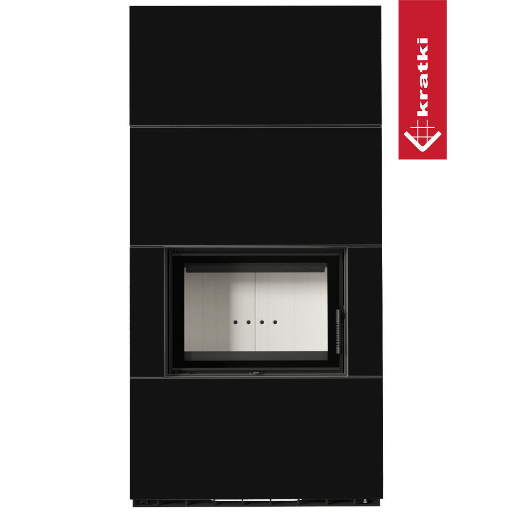 Kaminbausatz KRATKI FLOKI BOX 8 kW Ø 160 Quarzsinter NERO ASSOLUTO mit Türfeder