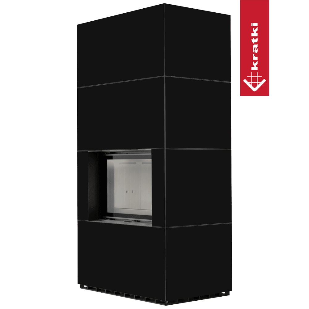 Kaminbausatz KRATKI FLOKI BOX 8 kW Ø 160 Quarzsinter NERO ASSOLUTO mit Türfeder