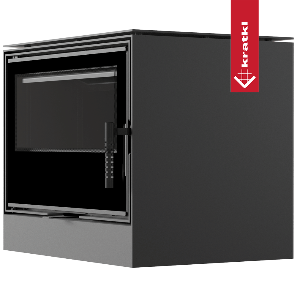 Kaminofen aus Stahl KRATKI KARI 70 Ø 150 8 kW schwarz Verkleidung mit Türfeder
