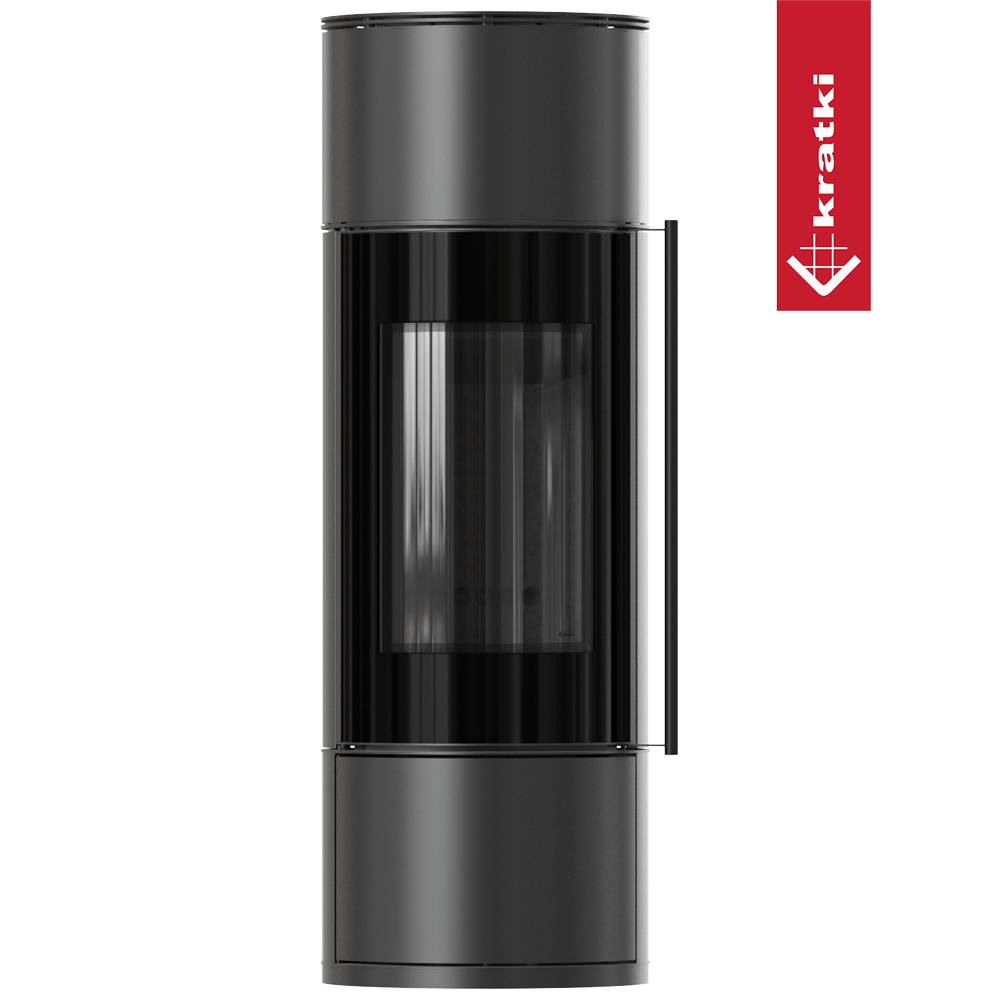 Kaminofen aus Stahl KRATKI AMBLER Ø 150 7 kW schwarz Verkleidung