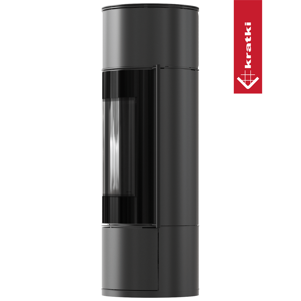 Kaminofen aus Stahl KRATKI AMBLER Ø 150 7 kW schwarz Verkleidung