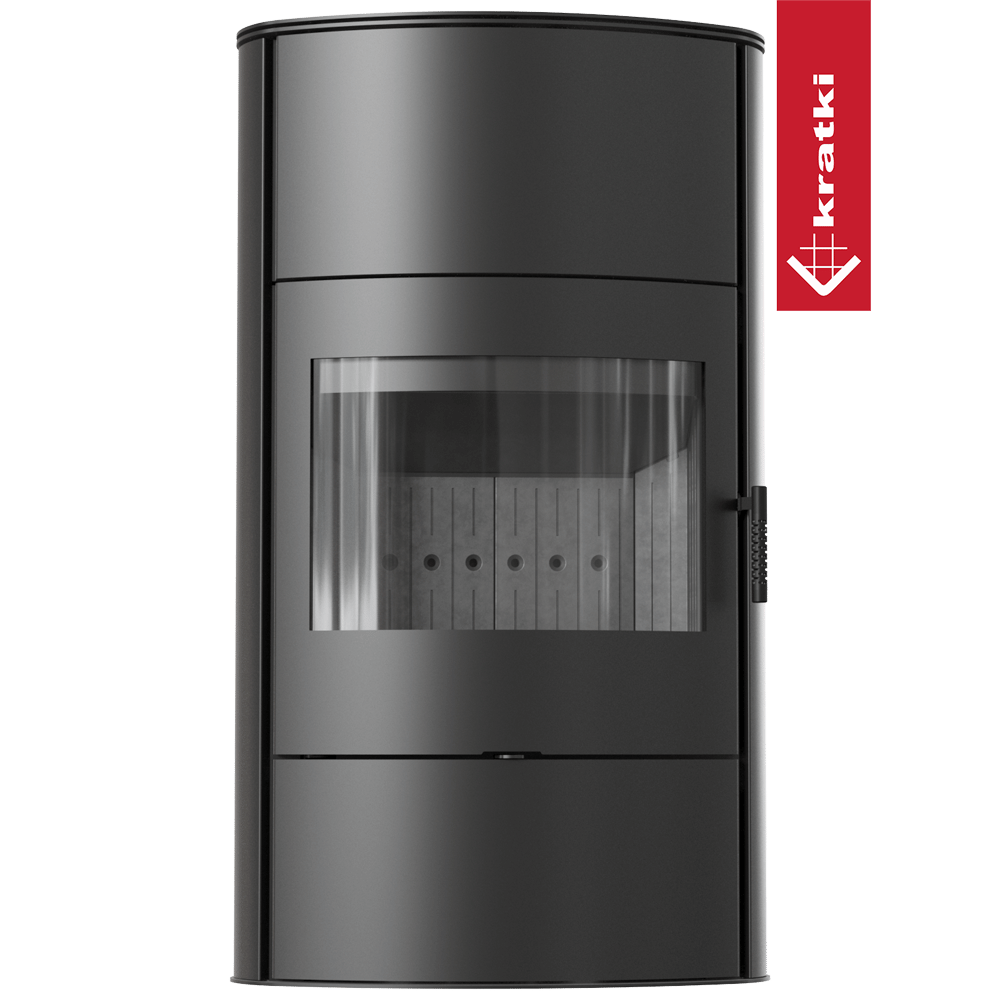 Kaminofen aus stahl KRATKI ROLLO/2/W Ø 150 8 kW schwarz Verkleidung