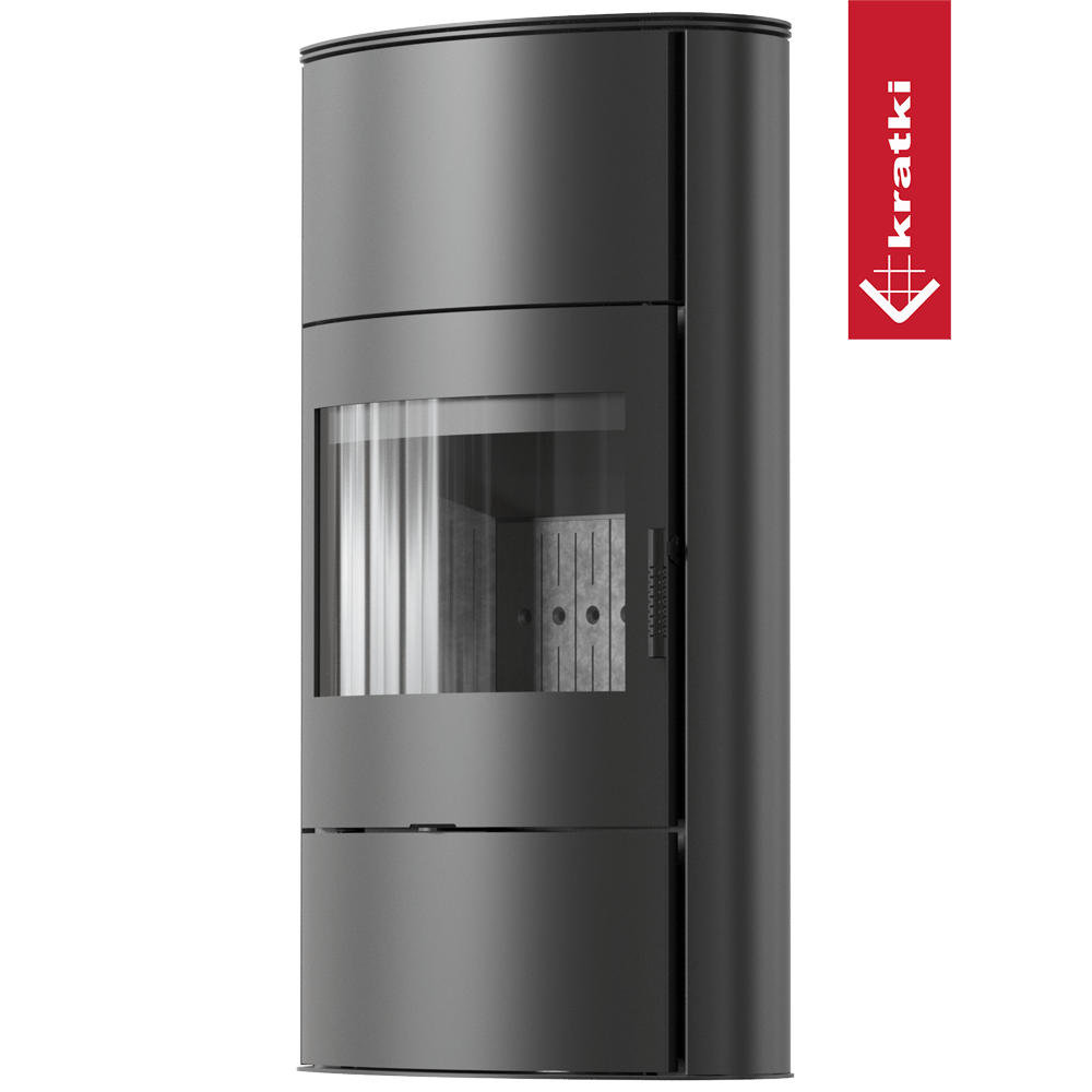 Kaminofen aus stahl KRATKI ROLLO/2/W Ø 150 8 kW schwarz Verkleidung