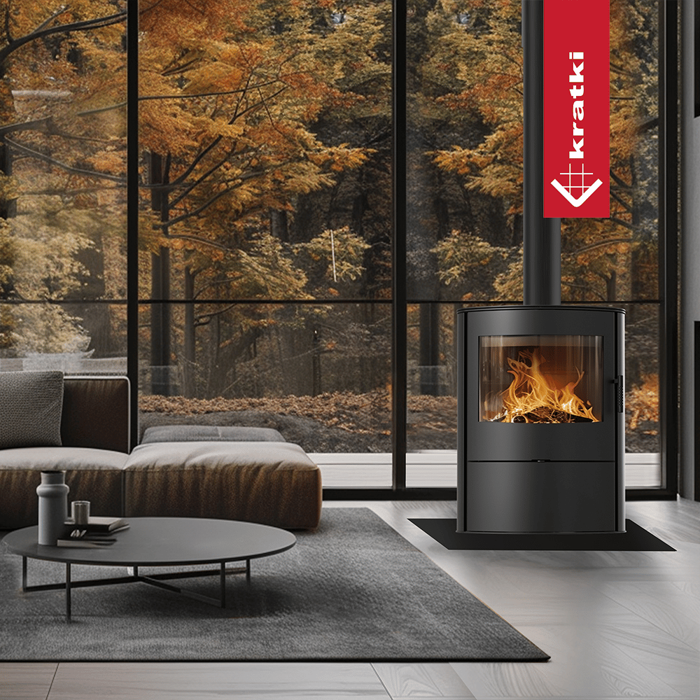 Kaminofen aus stahl KRATKI ROLLO/2 Ø 150 8 kW schwarz Verkleidung