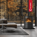 Kaminofen aus stahl KRATKI ROLLO/2 Ø 150 8 kW schwarz Verkleidung