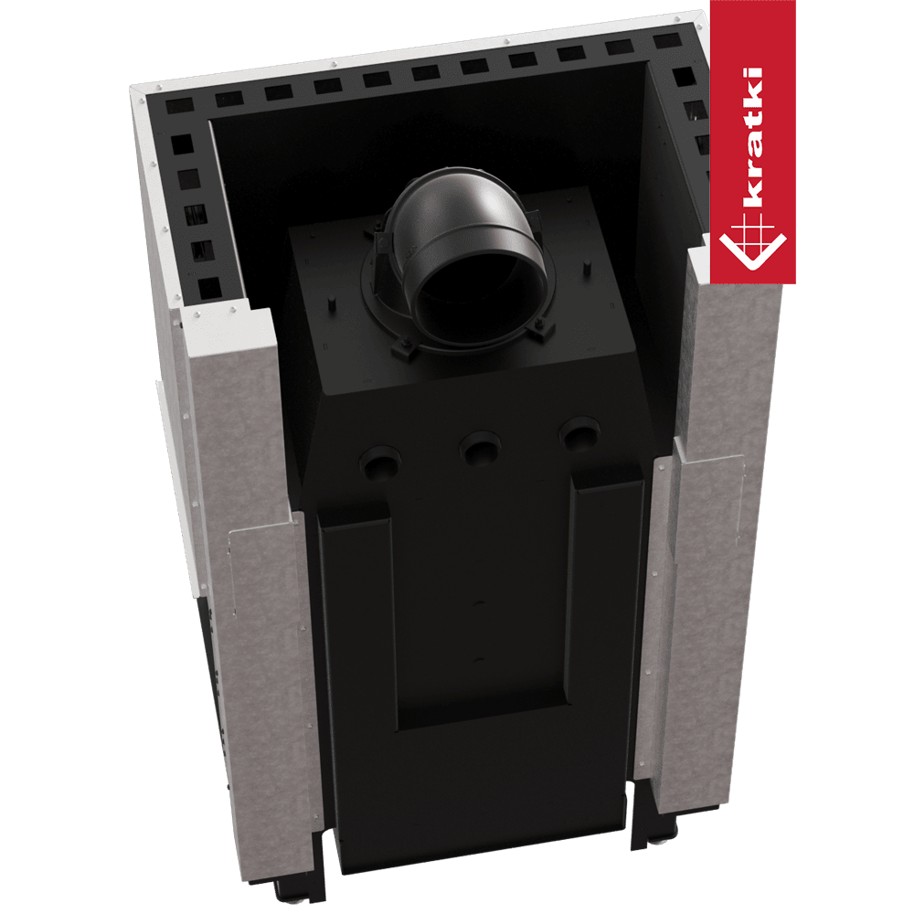 Kamineinsatz KRATKI REGNOR 800/400 8 kW Ø 200 3 seiten glas, schwarz mit Türfeder
