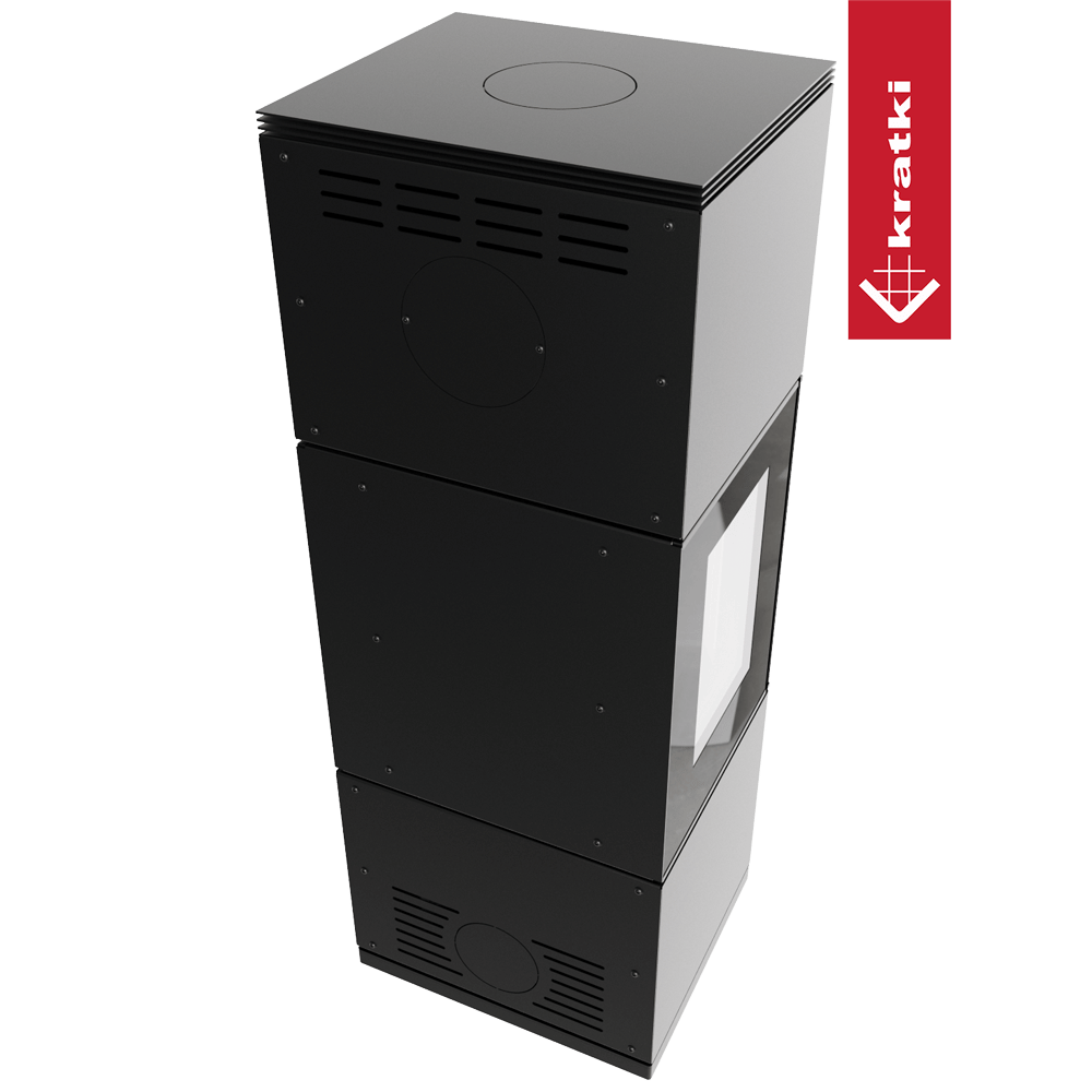 Piec stalowy KRATKI INGA 8 kW Ø 150 z domykaniem w standardzie z czarnym termotec