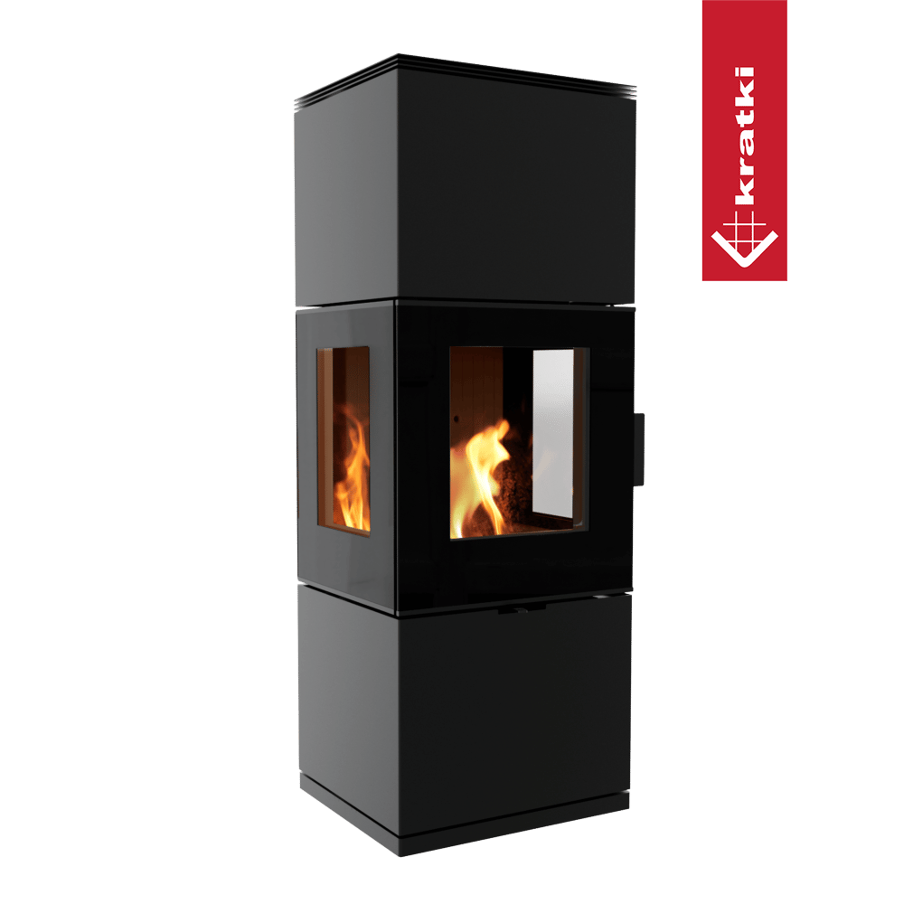 Piec stalowy KRATKI INGA 8 kW Ø 150 z domykaniem w standardzie z czarnym termotec