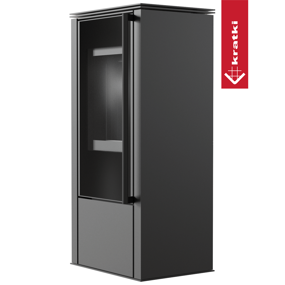 Kaminofen aus Stahl KRATKI HATI Ø 150 5,5 kW schwarz Verkleidung