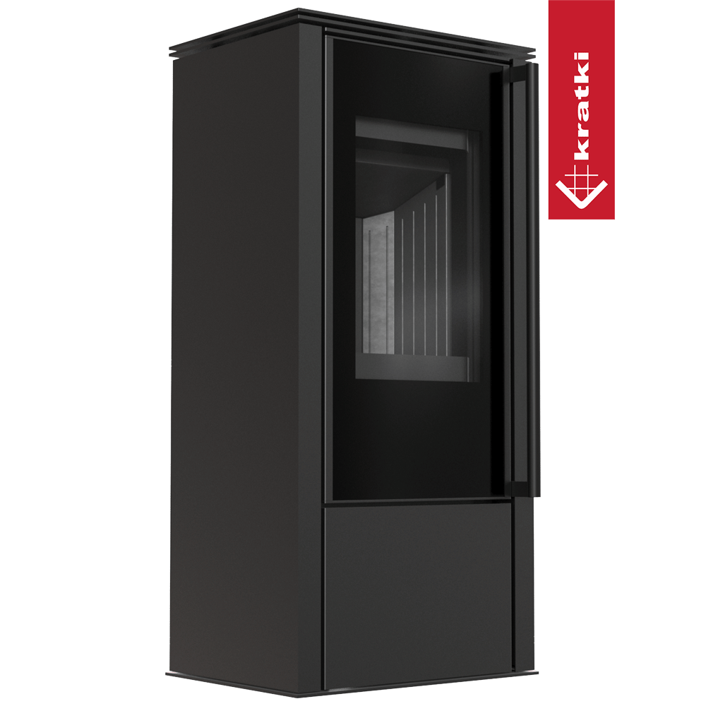 Kaminofen aus Stahl KRATKI HATI Ø 150 5,5 kW schwarz Verkleidung