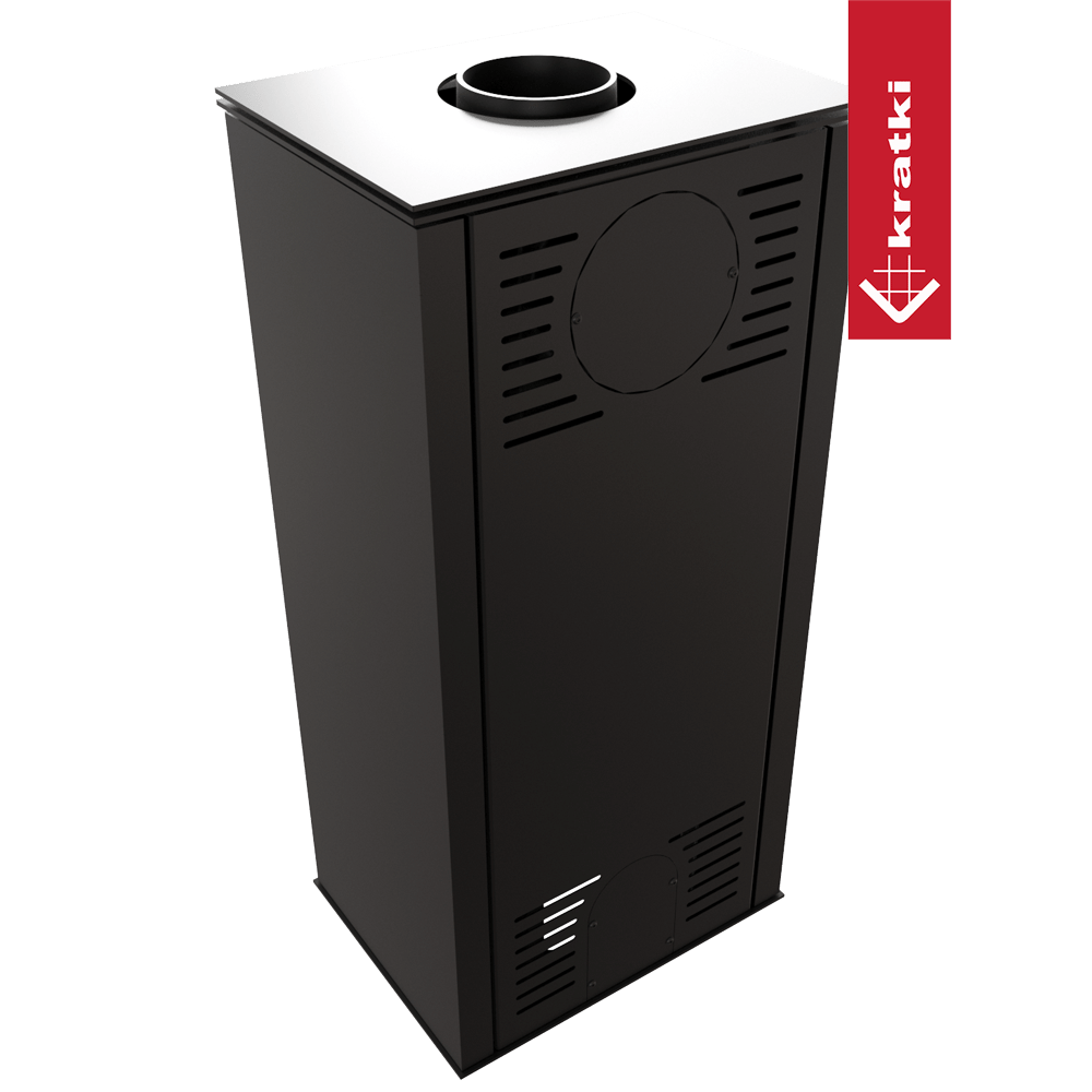 Kaminofen aus Stahl KRATKI HATI Ø 150 5,5 kW schwarz Verkleidung